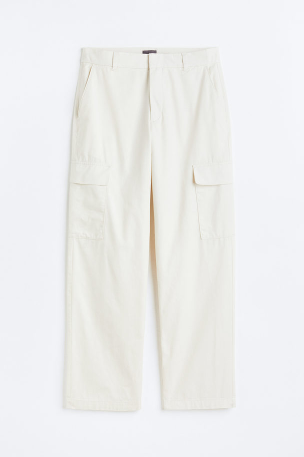 H&M Cargobukser Relaxed Fit Creme