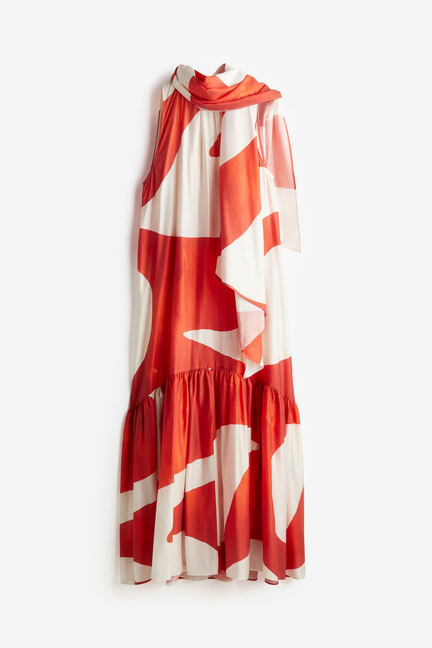 H&M Volumineuze Maxi-jurk Rood/dessin