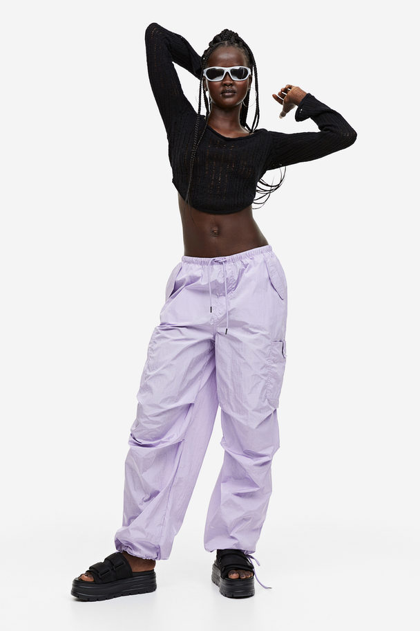 H&M Nylon Parachute Trousers Light Purple