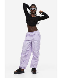 Nylon Parachute Trousers Light Purple