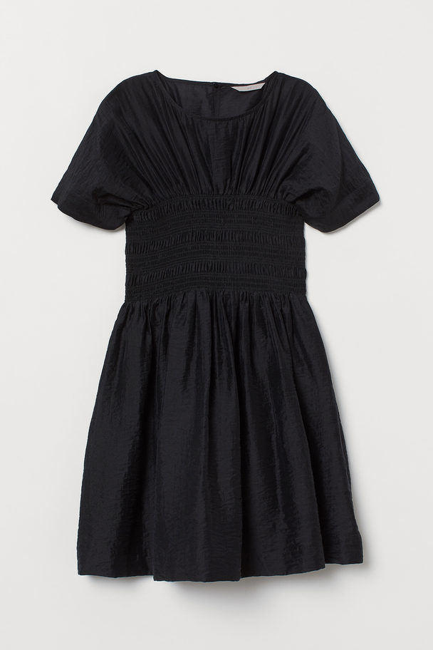 H&M Lyocell-blend Smocked Dress Black