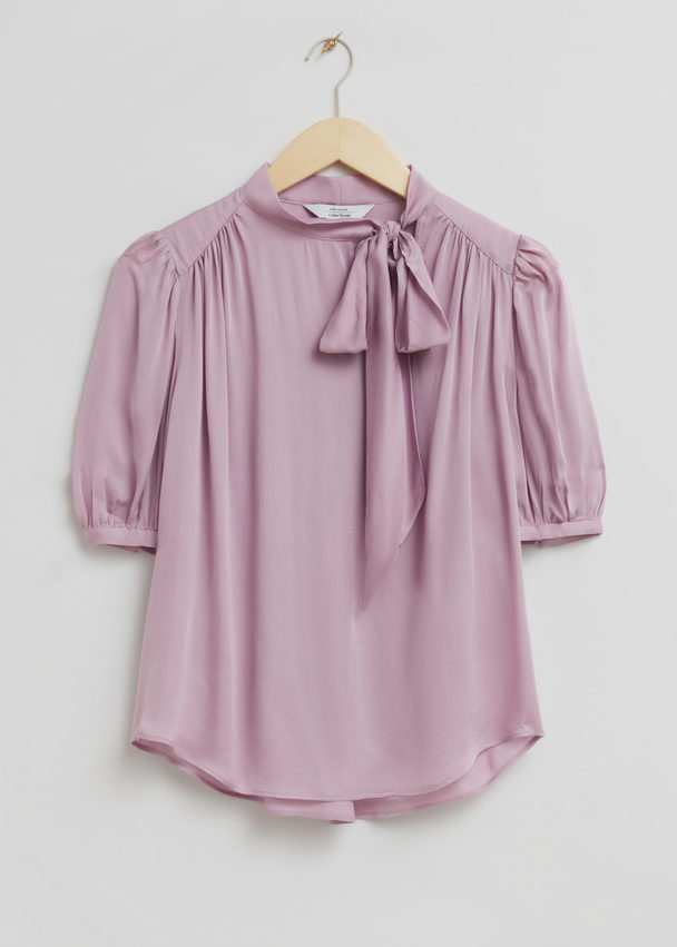 & Other Stories Sheer Lavallière-neck Bow Blouse Lilac
