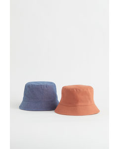 2-pack Bucket Hats Blue/light Brown