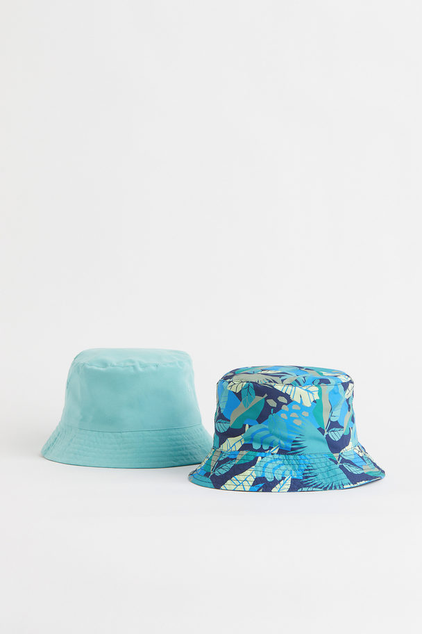 H&M 2-pack Bucket Hats Dark Blue/turquoise