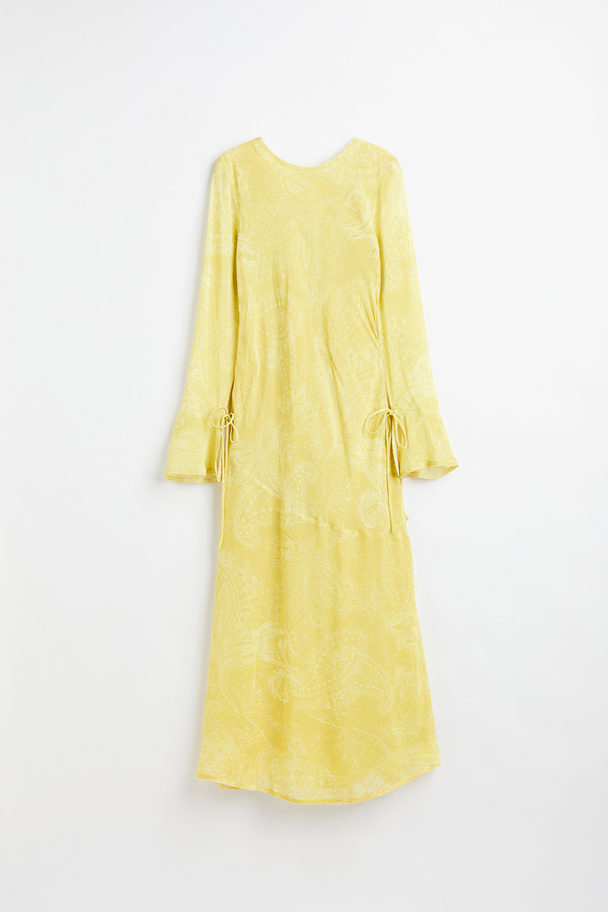 H&M Patterned Chiffon Dress Yellow/paisley-patterned