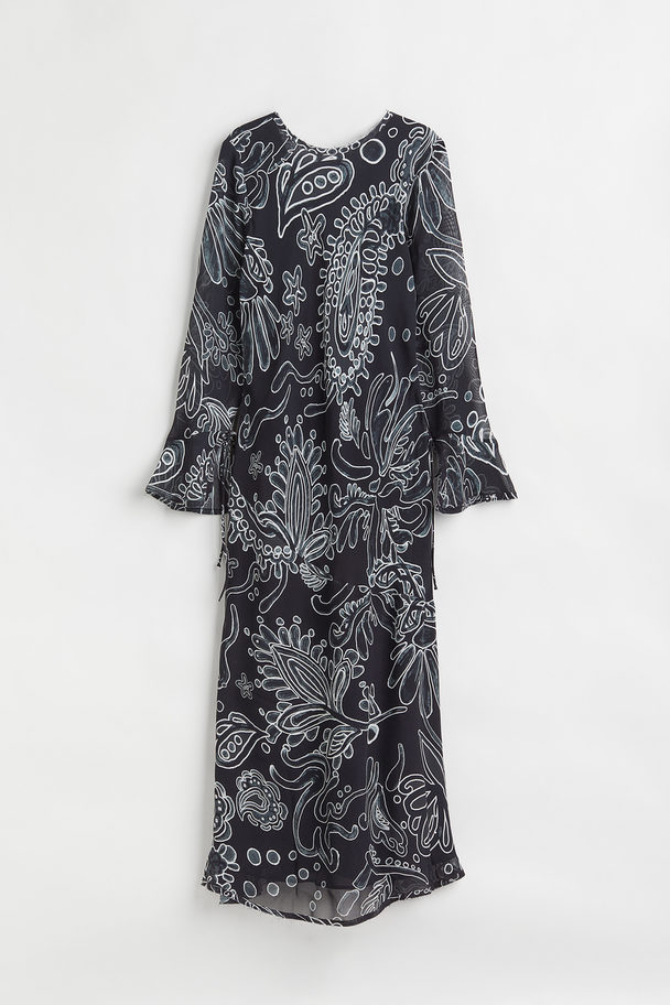 H&M Patterned Chiffon Dress Black/patterned