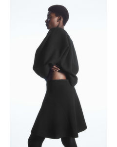 Boiled-wool Mini Skirt Black