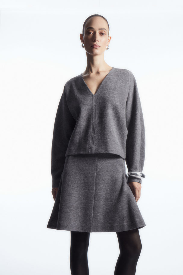 COS Boiled-wool Mini Skirt Grey Mélange