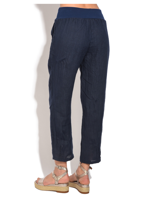 Le Jardin du Lin Fluid Fitted Cut Pant With Pockets And Elastic Waistband