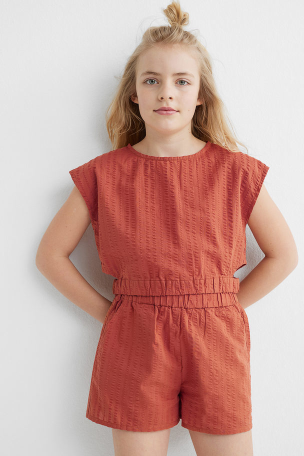 H&M 2-piece Top And Shorts Set Brick Red
