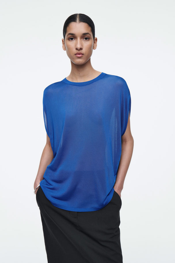 COS Knitted Circle-cut T-shirt Blue