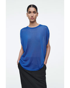 Knitted Circle-cut T-shirt Blue