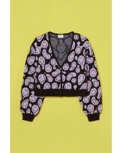 H&m+ Jacquard-knit Cardigan Purple/smiley®