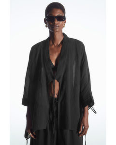 Tie-detail Short Kaftan Black