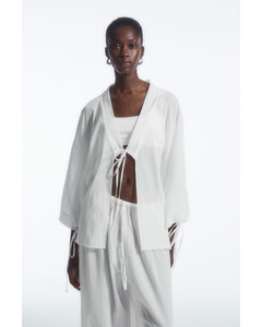 Tie-detail Short Kaftan White