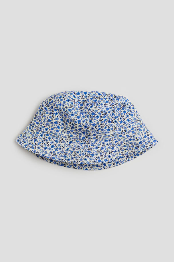 H&M Printed Twill Bucket Hat Blue/floral