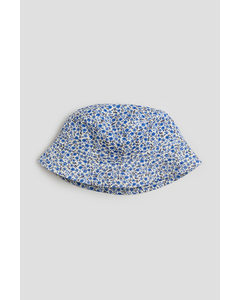 Bedruckter Bucket Hat aus Twill Blau/Geblümt