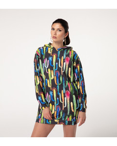 Mr. Gugu & Miss Go Colorful Cactus Oversize Hoodie Dress Faded Black