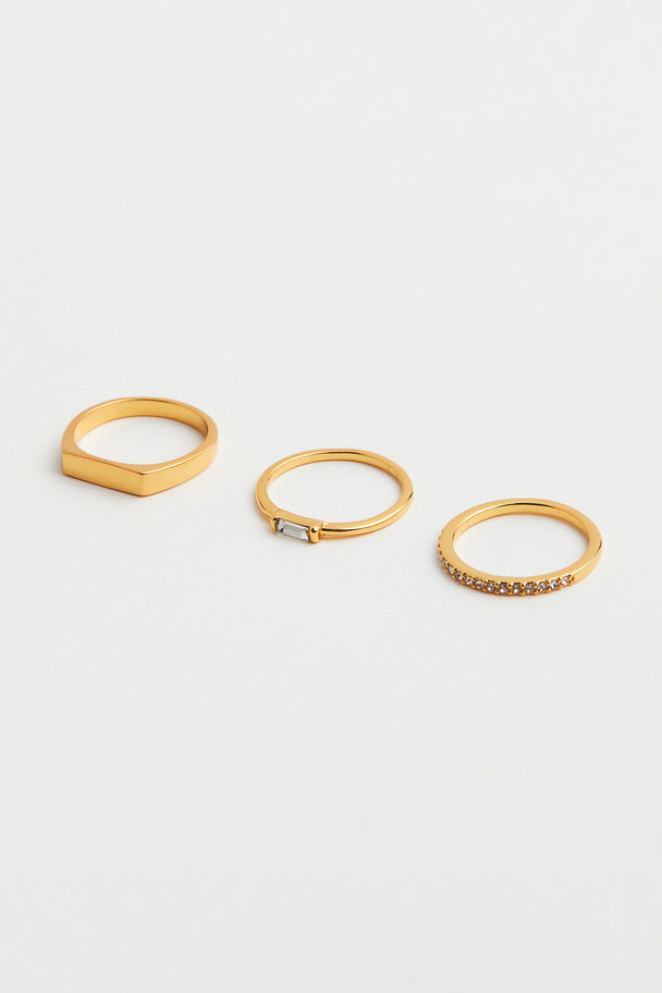 H&M 3-pak Guldpletteret Ring Guld