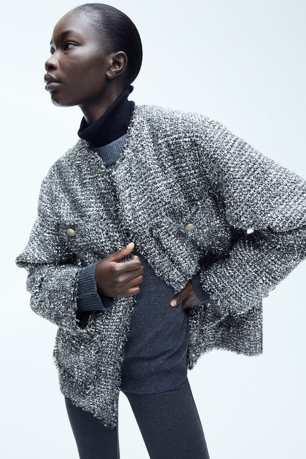 H&M Jacke aus Strukturstoff Graumeliert