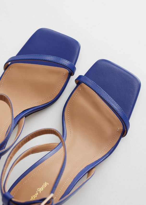 & Other Stories Strappy Leather Heeled Sandal Blue