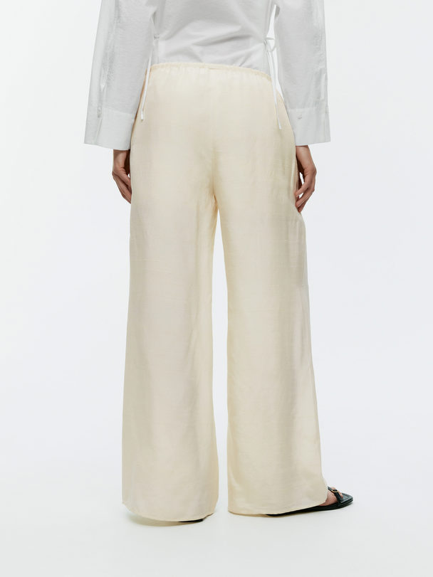 ARKET Raw Silk Trousers Off White