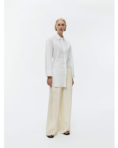 Raw Silk Trousers Off White