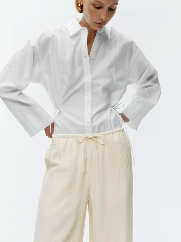 ARKET Raw Silk Trousers Off White