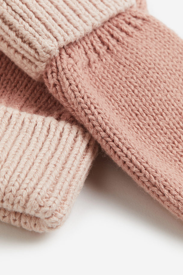 H&M Knitted Mittens Old Rose/light Pink