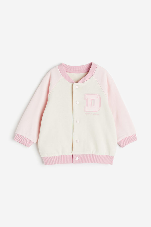 H&M Sweatshirt Cardigan Light Pink/block-coloured