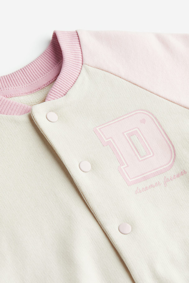 H&M Sweatshirt Cardigan Light Pink/block-coloured