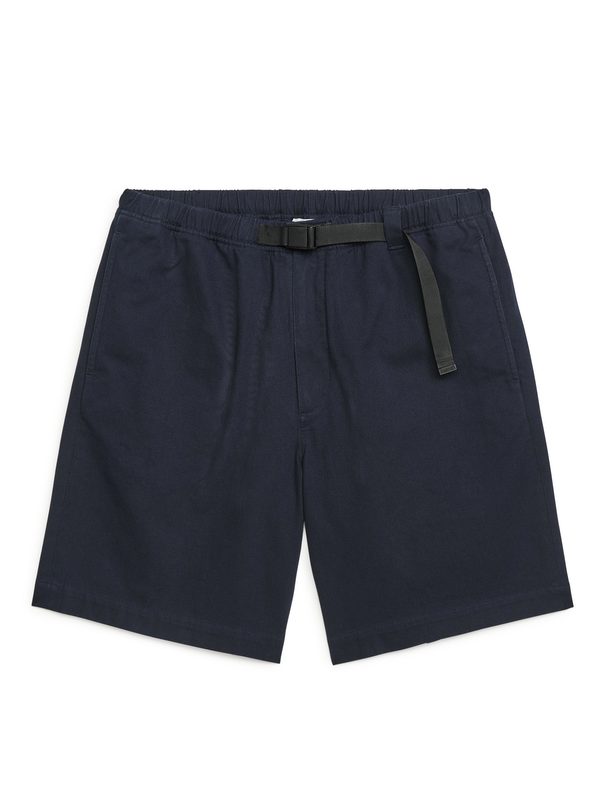 Arket Strap-detail Cotton Twill Shorts Dark Blue