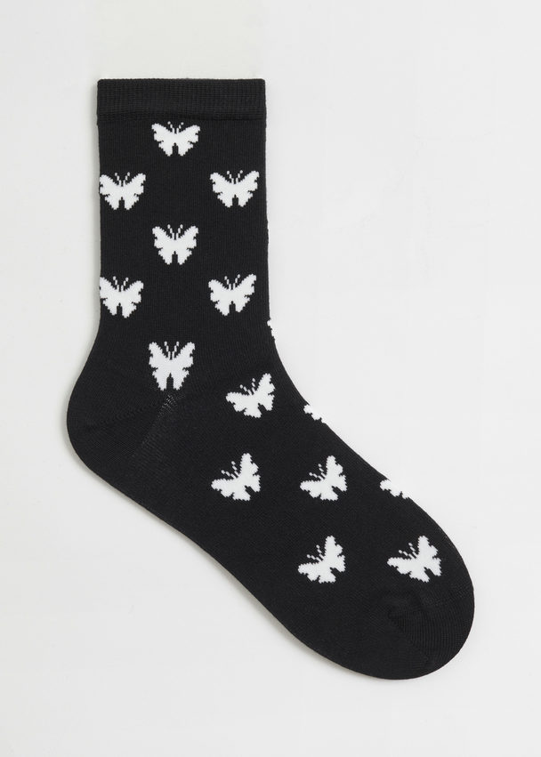 & Other Stories Butterfly Socks Black