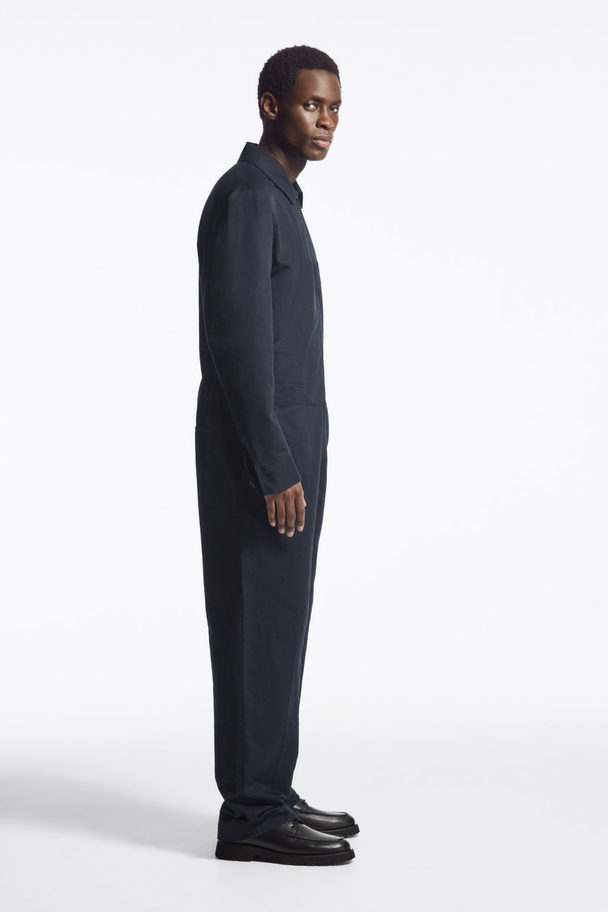 COS Linen Utility Boilersuit Navy