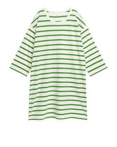Relaxte T-shirtjurk Groen/wit