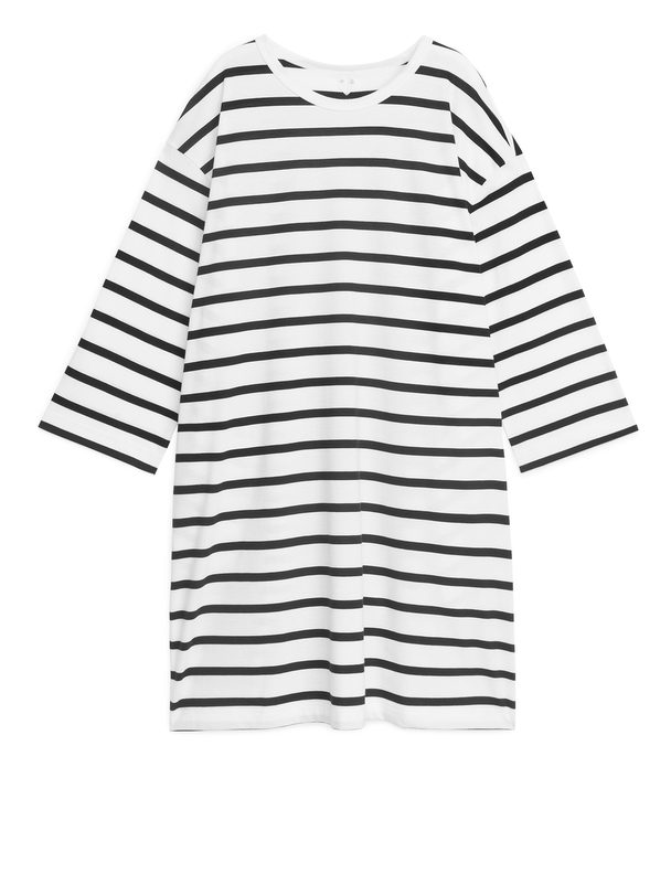 ARKET Legeres T-Shirt-Kleid Weiß/Schwarz