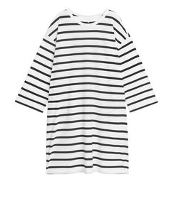 Legeres T-Shirt-Kleid Weiß/Schwarz