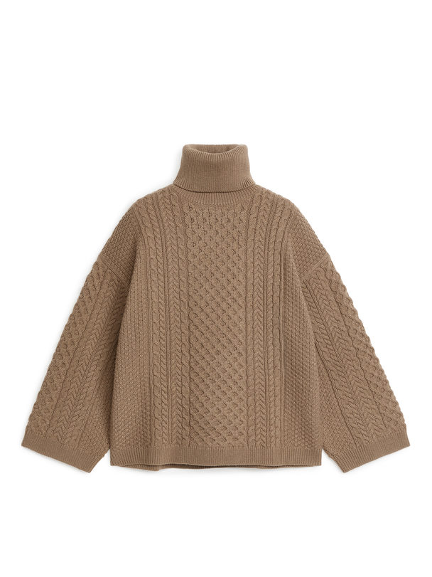 ARKET Cable-knit Wool Jumper Light Brown