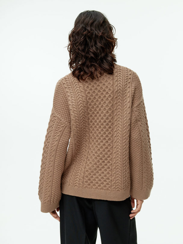 ARKET Cable-knit Wool Jumper Light Brown