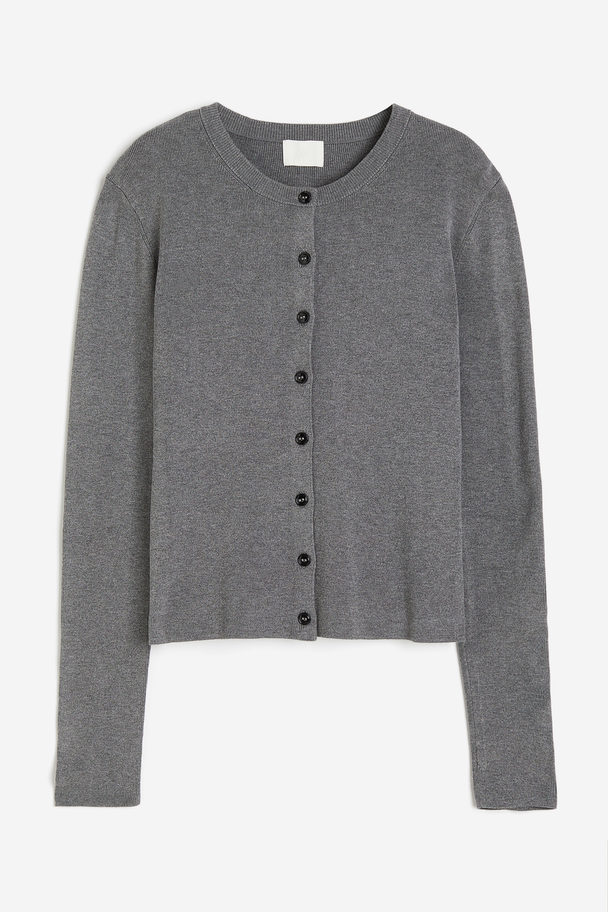 H&M Feinstrick-Cardigan Graumeliert