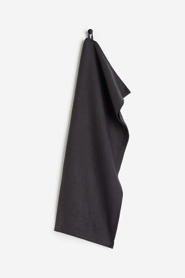 H&M HOME Linen Tea Towel Dark Grey