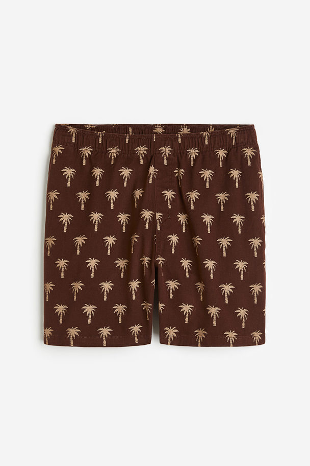 H&M Shorts I Bomull Relaxed Fit Brun/palmer