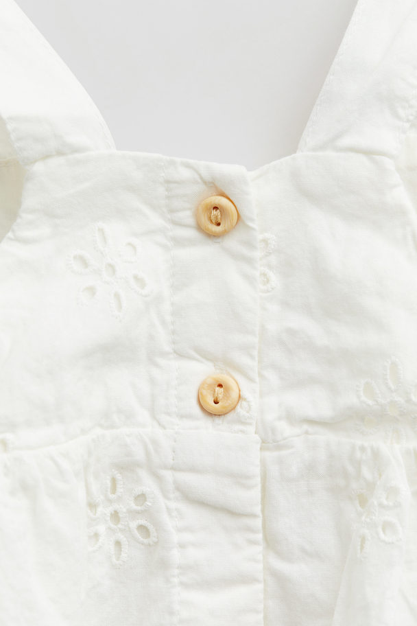 H&M Tweedelige Katoenen Set Met Broderie Anglaise Wit