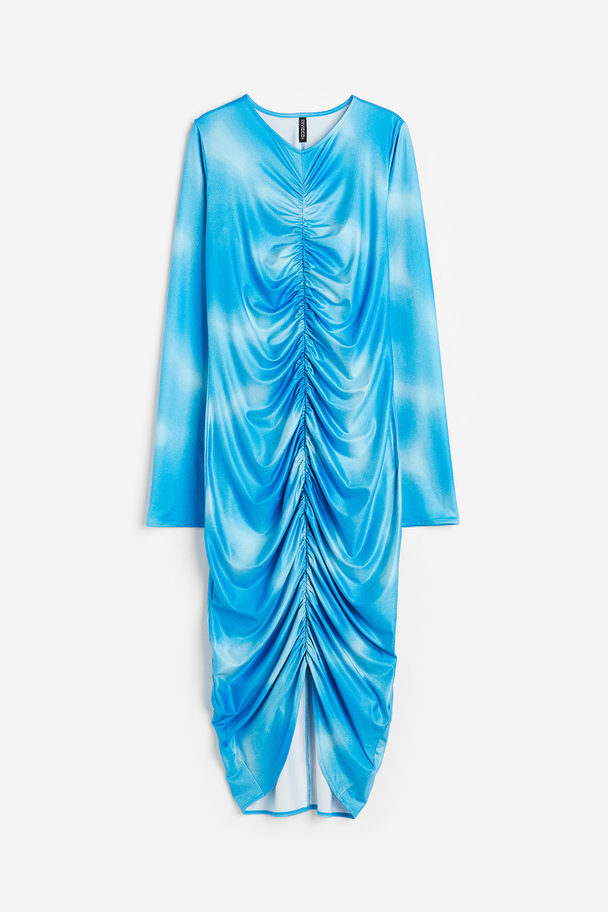 H&M Kjole Med Rynkning Turkis/batikmønstret