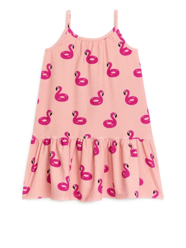 Arket Print Towelling Dress Pink/fuchsia