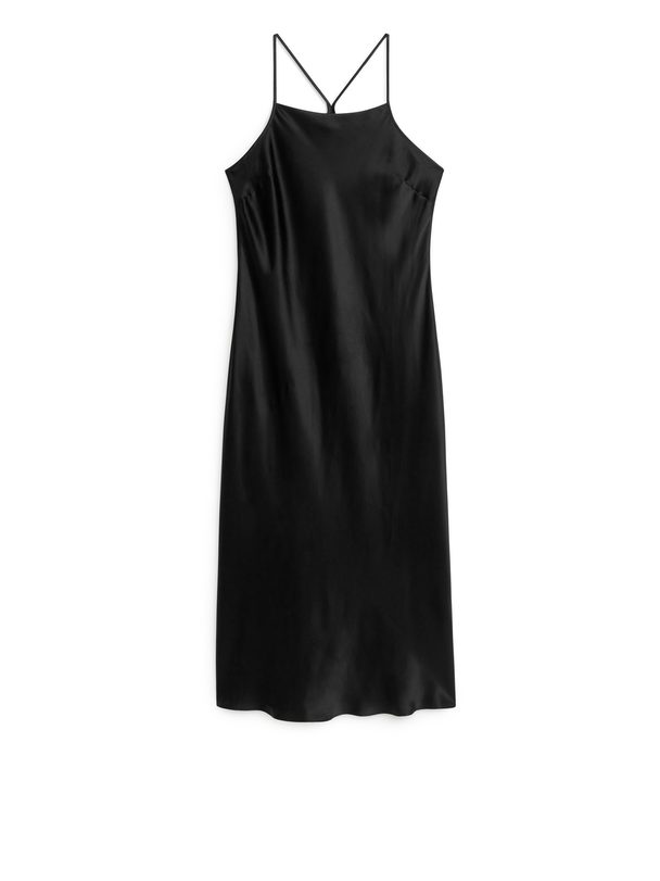 ARKET Silk Slip Dress Black