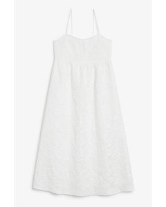 Witte Midi-jurk Met Spaghettibandjes Wit