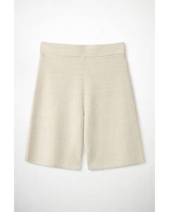 Ribbed Knitted Shorts Off-white