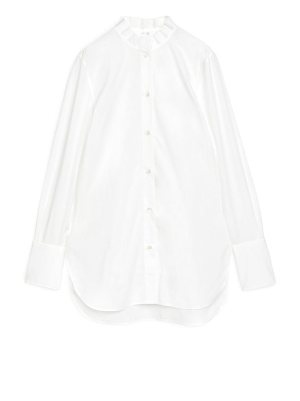 Arket Pleated-collar Poplin Shirt White