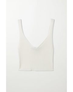 Jane Knitted Crop Top White